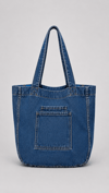 Cepli Büyük Boy Denim Tote Mavi Omuz Çantası