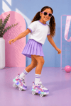 Mira 4 Tekerlekli Patenli Işıklı Spor & Paten Dönüşümlü Çocuk Ayakkabısı / Pembe - Beyaz