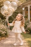 Ekru Kız Bebek Fırfır Detaylı 2li Takım
