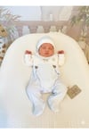 Erkek Bebek Atlı Karınca Nakışlı Mavi Tulum Penye