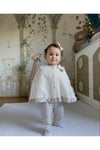 Kız Bebek Nakışlı Fırfırlı Yakalı 3lü Keten Triko Takım