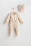 Krem Kız Bebek Royal 2li Tulum Takımı