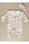 Roba Fırfırlı Çiçekli 2li Kız Bebek Tulum Set