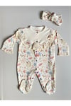 Roba Fırfırlı Çiçekli 2li Kız Bebek Tulum Set