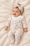 Roba Fırfırlı Çiçekli 2li Kız Bebek Tulum Set