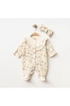 Roba Fırfırlı Çiçekli 2li Kız Bebek Tulum Set
