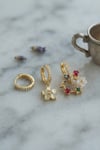 3 Lü Set Gold Renk Çiçek Model Küpe Diğer