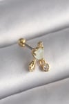 316l Çelik Gold Renk Beyaz Mineli Kalp Sallantı Zirkon Taşlı Tragus Piercing Gümüş