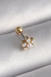 316l Çelik Gold Renk Zirkon Taşlı Çiçek Model Tragus Piercing Gümüş