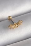 316l Çelik Gold Renk Zirkon Taşlı Çiçek Tragus Piercing Gümüş