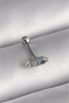 316l Çelik Gümüş Renk Mavi Zirkon Taşlı Tragus Piercing