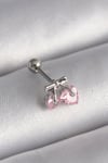 316l Çelik Gümüş Renk Pembe Zirkon Taşlı Kalp Tragus Piercing Gümüş