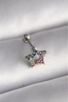 316l Çelik Gümüş Renk Renkli Zirkon Taşlı Yıldız Model Tragus Piercing