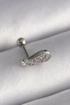 316l Çelik Gümüş Renk Zirkon Taşlı Kanat Tragus Piercing