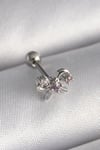 316l Çelik Gümüş Renk Zirkon Taşlı Kurdele Tragus Piercing