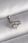 316l Çelik Gümüş Renk Zirkon Taşlı Toplu İğne Tragus Piercing Gümüş