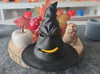 3d Baskı Cadı Şapkası Tealight Mumluk Işıklı Yüz Detaylı Cadılar Bayramı Feneri Masa Süsü Siyah Çok Renkli