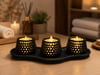 3d Baskı Dekoratif Mumluk Seti - Desenli Tealight Ve Masaüstü Aydınlatma Objesi-siyah Çok Renkli