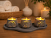 3d Baskı Dekoratif Mumluk Seti - Desenli Tealight Ve Masaüstü Aydınlatma Objesi-gri Çok Renkli