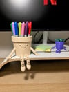 3d Baskı Hareketli Gülen Kalemlik - Eklemli Masaüstü Organizer - Bej Çok Renkli