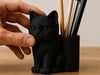 3d Baskı Kedi Figürlü Kalemlik - Masaüstü Organizer - Siyah Çok Renkli