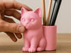 3d Baskı Kedi Figürlü Kalemlik - Masaüstü Organizer - Pembe Çok Renkli