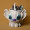 3d Baskı Knitted Kalemlik - Sevimli Karakterli Masaüstü Kalem Organizeri-beyaz Çok Renkli