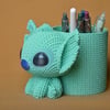 3d Baskı Knitted Kalemlik - Sevimli Karakterli Masaüstü Kalem Organizeri-mint Çok Renkli