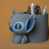 3d Baskı Knitted Kalemlik - Sevimli Karakterli Masaüstü Kalem Organizeri-gri Çok Renkli
