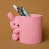 3d Baskı Knitted Kalemlik - Sevimli Karakterli Masaüstü Kalem Organizeri-pembe Çok Renkli