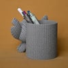 3d Baskı Knitted Kalemlik - Sevimli Karakterli Masaüstü Kalem Organizeri-gri Çok Renkli