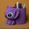 3d Baskı Knitted Kalemlik - Sevimli Karakterli Masaüstü Kalem Organizeri-mor Çok Renkli