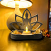 3d Baskı Lotus Buda Mumluk - Dekoratif Tealight Mumluk-gri Çok Renkli