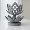 3d Baskı Lotus Çiçeği Mumluk - Dekoratif Tealight Mumluk-gri Çok Renkli