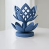 3d Baskı Lotus Çiçeği Mumluk - Dekoratif Tealight Mumluk-mavi Çok Renkli