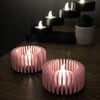 3d Baskı Modern Çizgili Mumluk - Tealight Mumluk 1 Adet -pembe Çok Renkli