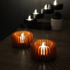 3d Baskı Modern Çizgili Mumluk - Tealight Mumluk 1 Adet -turuncu Çok Renkli