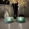 3d Baskı Modern Çizgili Mumluk - Tealight Mumluk 1 Adet -mint Çok Renkli
