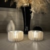3d Baskı Modern Çizgili Mumluk - Tealight Mumluk 1 Adet -beyaz Çok Renkli