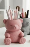 3d Baskı Sevimli Ayıcık Kalemlik - Masaüstü Organizer - Pembe Çok Renkli