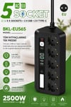 5 Li Akım Korumalı Priz 2500w 2 Usb + 2 Type-c Hızlı Şarj Led Gece Lambalı Dokunmatik Siyah Diğer