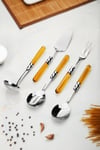 5 Parça Platin Servis Seti & Servis Sunum Seti Amber Kepçe / Kevgir / Sıpatula / Çatal / Kaşık Diğer