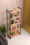 5 Raflı Metal Kitaplık Ceviz 180 Cm Çok Renkli