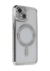 Apple iPhone Uyumlu  13 Kılıf Joke Simli Magneticsafe Kılıf -  Gümüş Belirtilmemiş