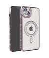 Apple iPhone Uyumlu 15 - Kılıf Joke Simli Magneticsafe - Kılıf - Derin Mor Belirtilmemiş