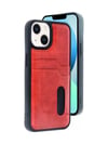 Apple iPhone Uyumlu  15 Sara Kartvizitli Deri Kılıf -  Kırmızı Belirtilmemiş