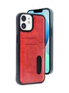 Apple Uyumlu   iPhone 11 Kılıf Sara Kartvizitli Deri Kılıf - Kırmızı Belirtilmemiş