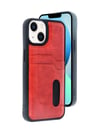 Apple Uyumlu   iPhone 14 Kılıf Sara Kartvizitli Deri Kılıf - Kırmızı Belirtilmemiş