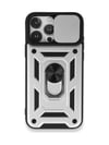 Apple Uyumlu   iPhone 15 Pro Kılıf Pars Lens Yüzüklü Silikon - Gümüş Belirtilmemiş