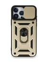 Apple Uyumlu   iPhone 15 Pro Kılıf Pars Lens Yüzüklü Silikon - Gold Belirtilmemiş